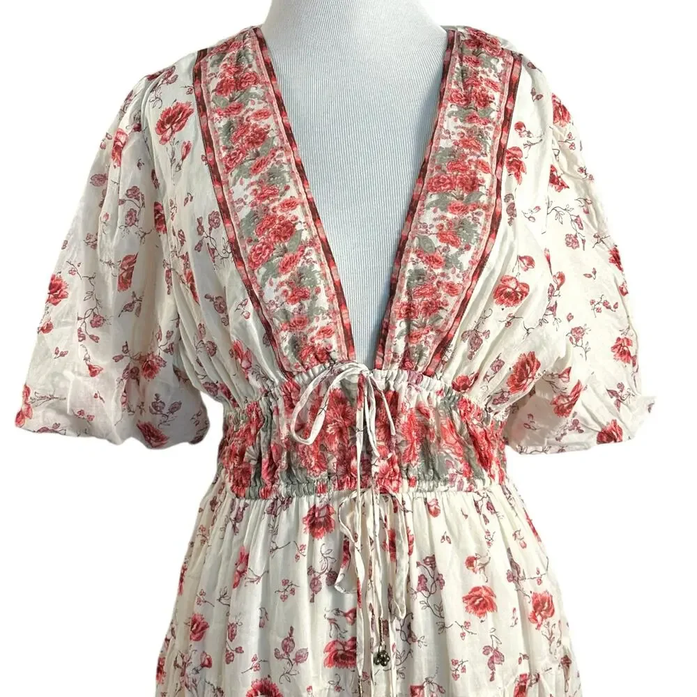 Free People Dainty Ethereal Cottage Floral Lysette Maxi Dress Medium Bohemian - Picture 12 of 15